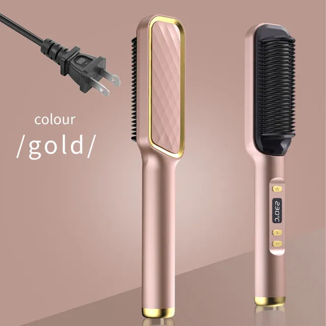 🎅(HOLIDAYS SALE - 49% OFF) Powerful 5 Minute Digital Ceramic Negative-Ion Hair Straightener Brush🎅