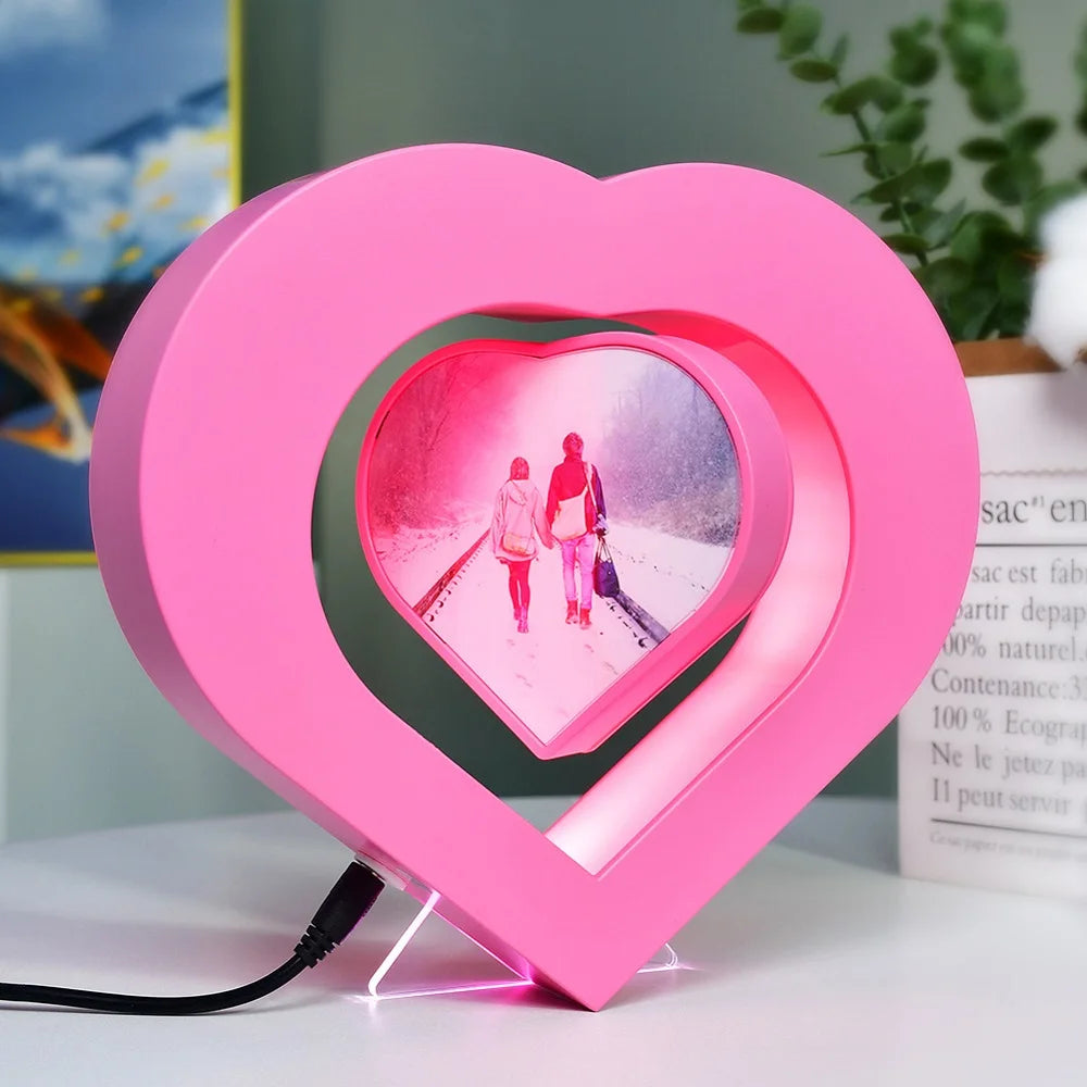 Magnetic Levitating Floating Photo Frame with Colourful LED Lights