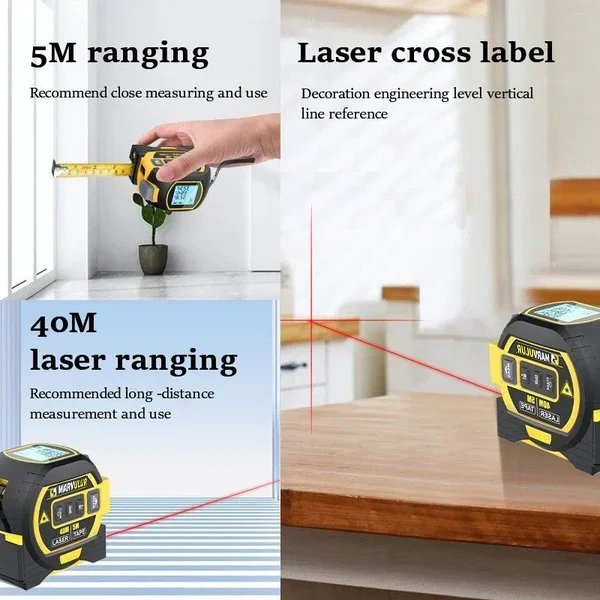 🎅(HOLIDAYS SALE - 49% OFF) Laser Measure 3-In-1 Infrared Laser Tape Measure🎅