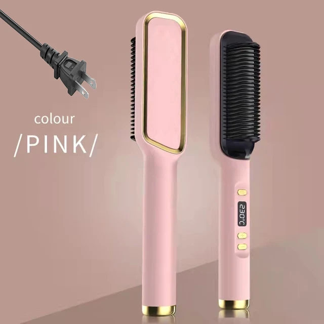 🎅(HOLIDAYS SALE - 49% OFF) Powerful 5 Minute Digital Ceramic Negative-Ion Hair Straightener Brush🎅