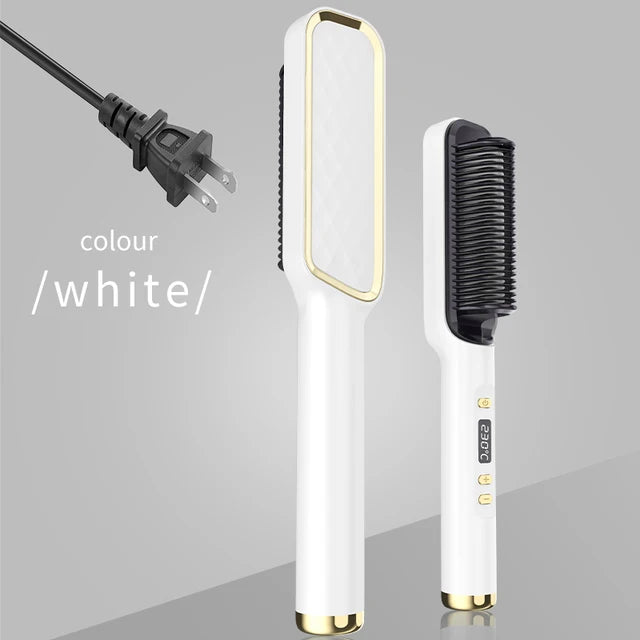 🎅(HOLIDAYS SALE - 49% OFF) Powerful 5 Minute Digital Ceramic Negative-Ion Hair Straightener Brush🎅