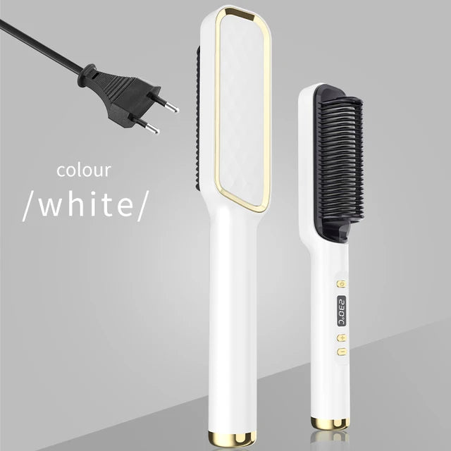 🎅(HOLIDAYS SALE - 49% OFF) Powerful 5 Minute Digital Ceramic Negative-Ion Hair Straightener Brush🎅