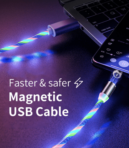 Glowing LED Magnetic 3 in 1 USB Charging Cable