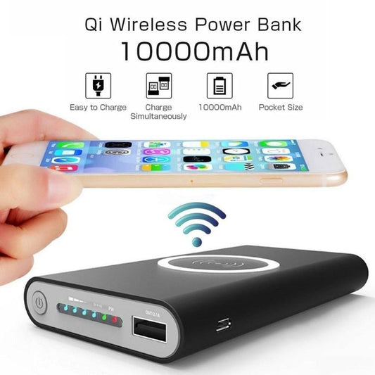 Power Bank & Wireless QI Charger 10000mAh For iPhones & Samsungs